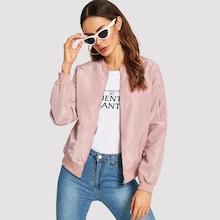 Romwe Zip Detail Bomber Jacket