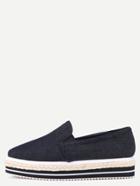 Romwe Black Denim Elastic Rubber Mixed Espadrille Shoes