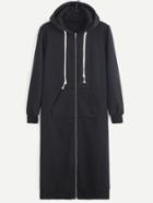 Romwe Black Zipper Drawstring Hooded Long Sweatshirt With Pocket