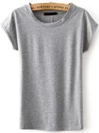 Romwe Back Hollow Grey T-shirt