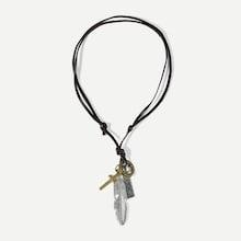 Romwe Men Feather Pendant Necklace
