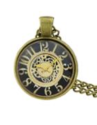 Romwe Black Pocket Watch Pendant Necklace