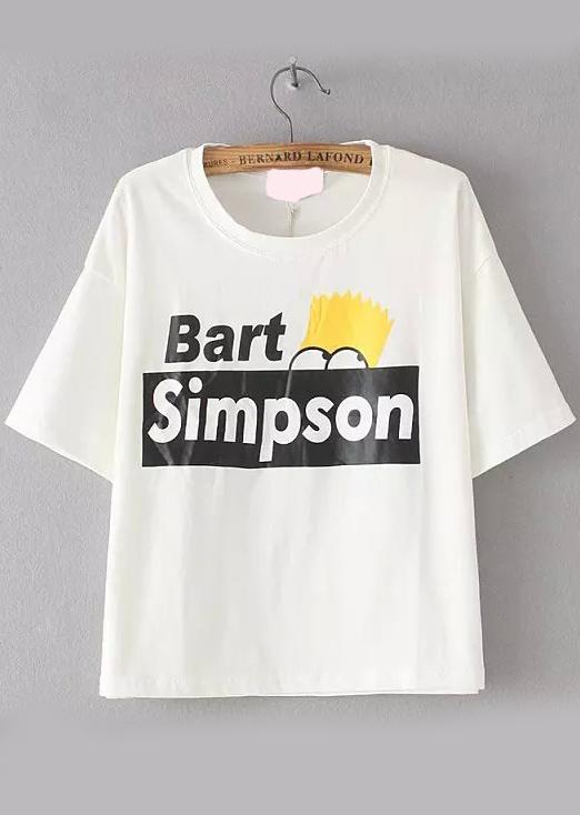 Romwe Simpson Letter Print T-shirt