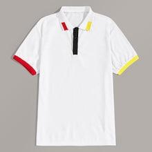 Romwe Guys Contrast Binding Polo Shirt