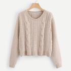 Romwe Cable Knit Chenille Sweater