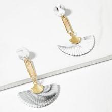 Romwe Fan Decorated Drop Earrings