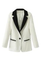 Romwe Color Block Single Buttoned White Suit