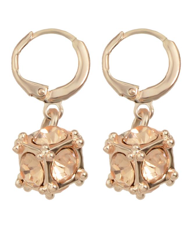 Romwe Pink Rhinestone Clip On Earrings