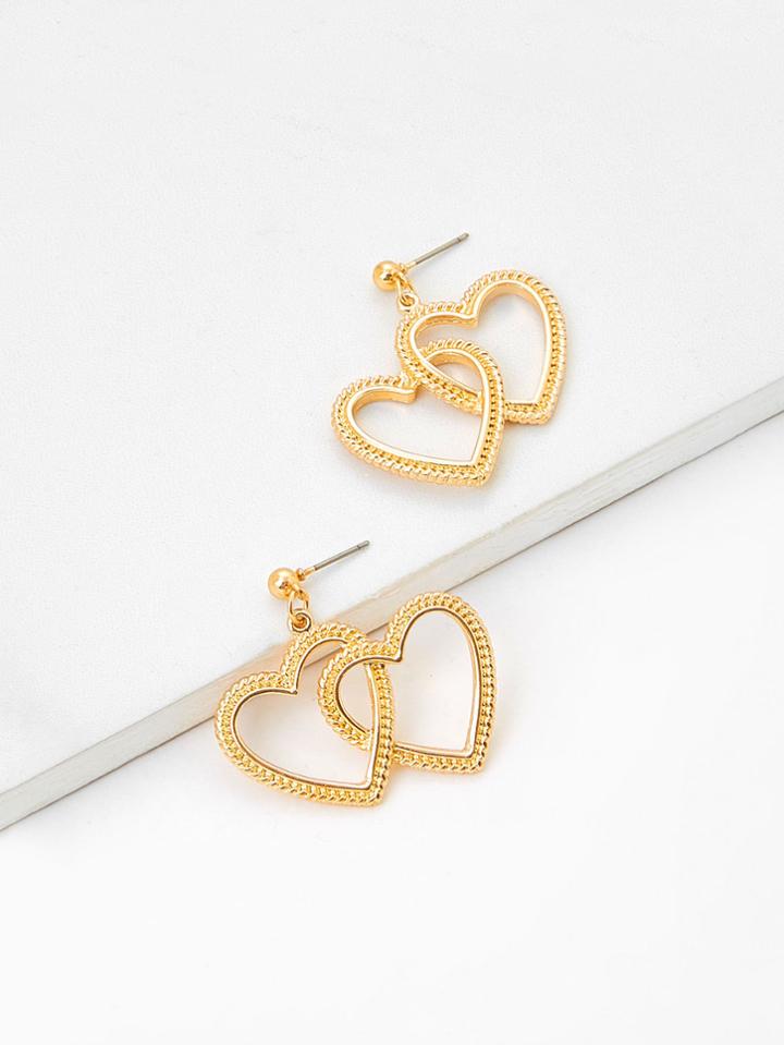 Romwe Double Heart Design Drop Earrings