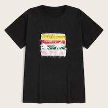 Romwe Guys Coconut Trees Print Tee