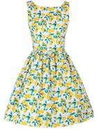 Romwe Lemon Print Sleeveless Fit & Flare Dress - Multicolor