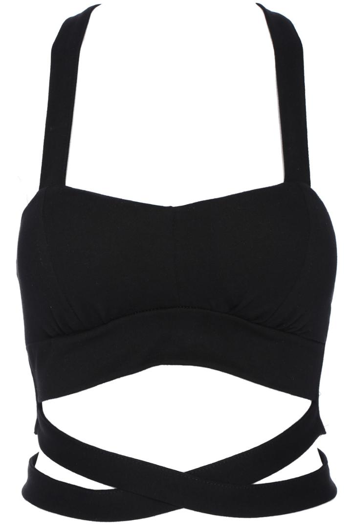 Romwe Romwe Strappy Camisole Black Bandeau