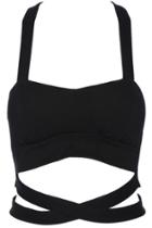 Romwe Romwe Strappy Camisole Black Bandeau