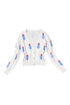 Romwe Popsicle Knitted White Cardigan