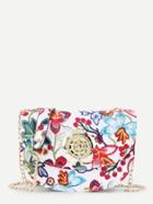Romwe Flower Embroidery And Lock Design Chain Bag