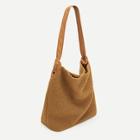 Romwe Plain Faux Fur Tote Bag