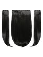 Romwe Natural Black Clip In Straight Hair Extension 3pcs