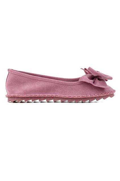 Romwe Romwe Bowknot Embellished Pink Flat Shoes