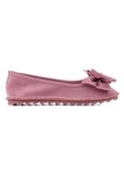 Romwe Romwe Bowknot Embellished Pink Flat Shoes