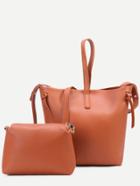 Romwe Brown Faux Leather Shoulder Bag Set