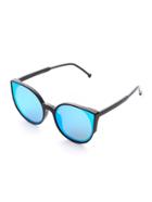 Romwe Black Frame Blue Lens Cat Eye Sunglasses