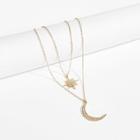 Romwe Moon & Star Double Layered Necklace