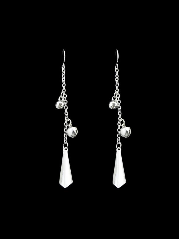 Romwe Silver Bells Charm Drop Earrings