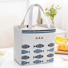 Romwe Fish Print Drawstring Lunch Bag