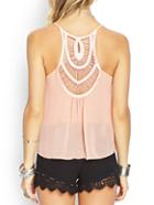 Romwe Spaghetti Strap Lace Insert Hollow Out Cami Top