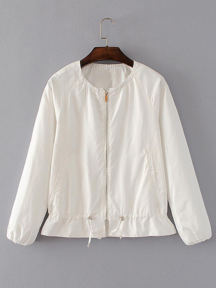 Romwe Raglan Sleeve Drawstring Jacket