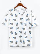 Romwe Grey Light Bulb Print T-shirt