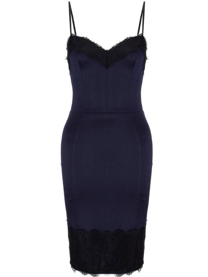 Romwe Spaghetti Strap Lace Insert Bodycon Dress