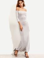 Romwe Grey Off The Shoulder Gown Dress