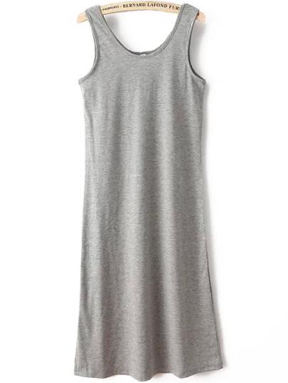 Romwe Scoop Neck Sleeveless Grey Dress