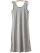 Romwe Scoop Neck Sleeveless Grey Dress