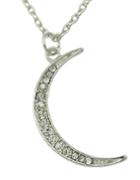 Romwe Silver Pretty Women Long Moon Pendant Necklace