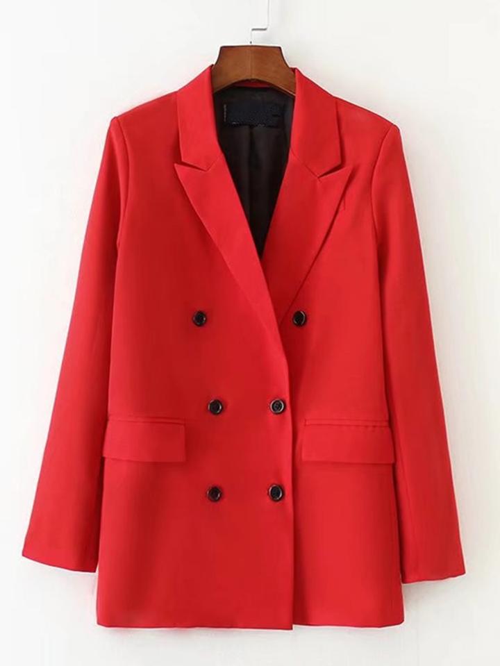 Romwe Slim Fit Double Breasted Blazer