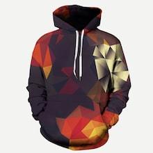 Romwe Guys Abstract Geo Print Hooded Sweatshirt