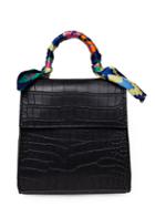 Romwe Scarf Decorated Crocodile Pu Flap Shoulder Bag