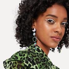 Romwe Color Block Layered Round Drop Earrings