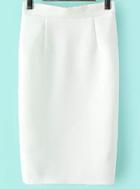 Romwe White Grid Split Skirt