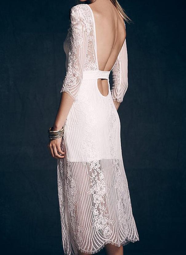 Romwe Backless Sheer Lace Dress