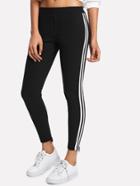 Romwe Striped Tape Step Hem Pants