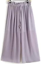 Romwe Drawstring Wide Leg Purple Pant