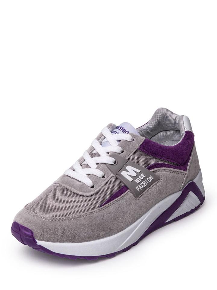 Romwe Net Surface Color Block Lace Up Sneakers