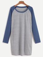 Romwe Contrast Raglan Sleeve T-shirt Dress