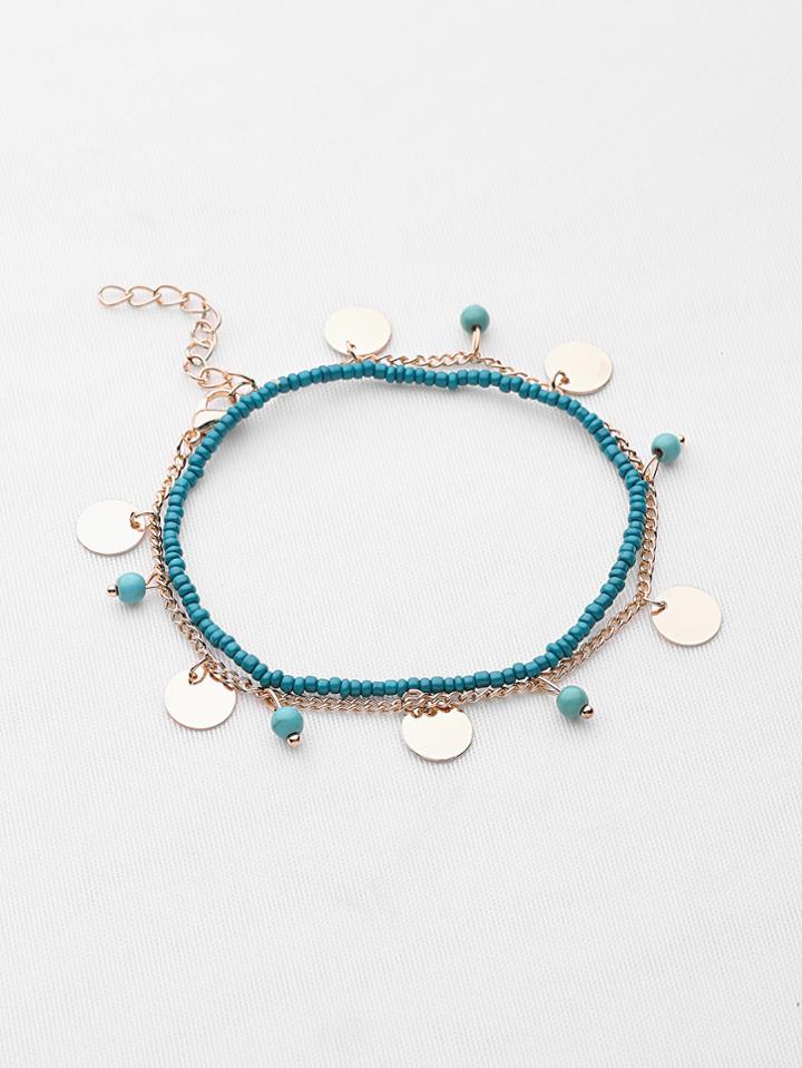 Romwe Two Tone Beaded Bracelet/ankle