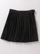 Romwe Black High Waist Oblique Zipper Pleated Skirt