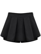 Romwe With Zipper Pleated Skirt Shorts