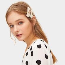 Romwe Faux Pearl Decor Square Hair Snap Clip 2pack